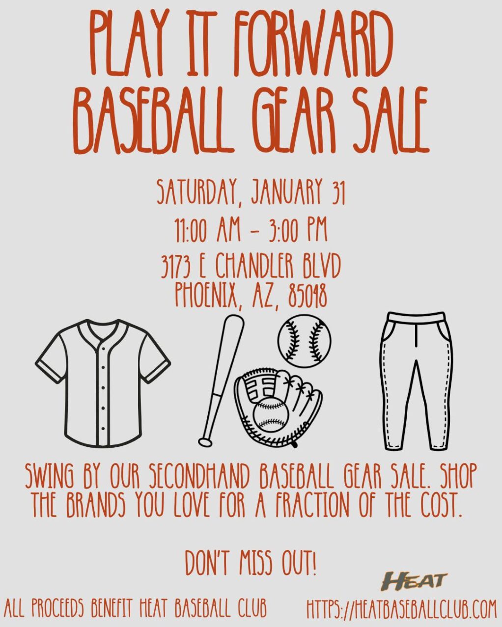 Play It Forward Baseball Gear Sale